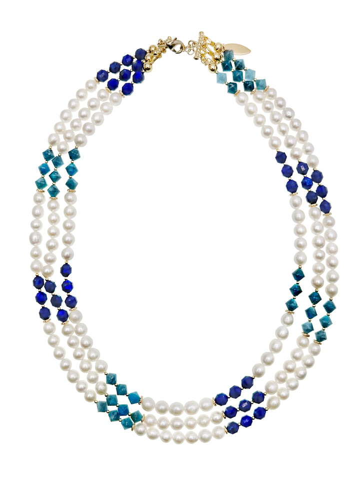 Blue Gemstone Multi-Strands Necklace KN011 - FARRA