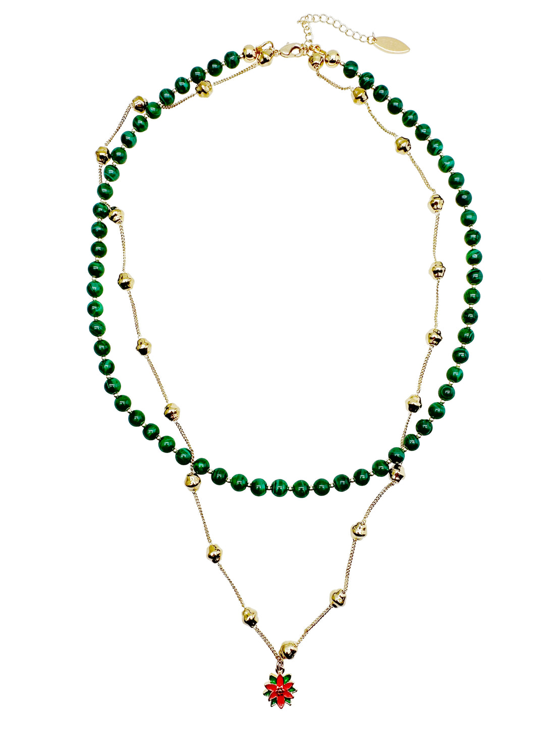 Malachite With Chain Chain Double Layers Necklace KN024 - FARRA