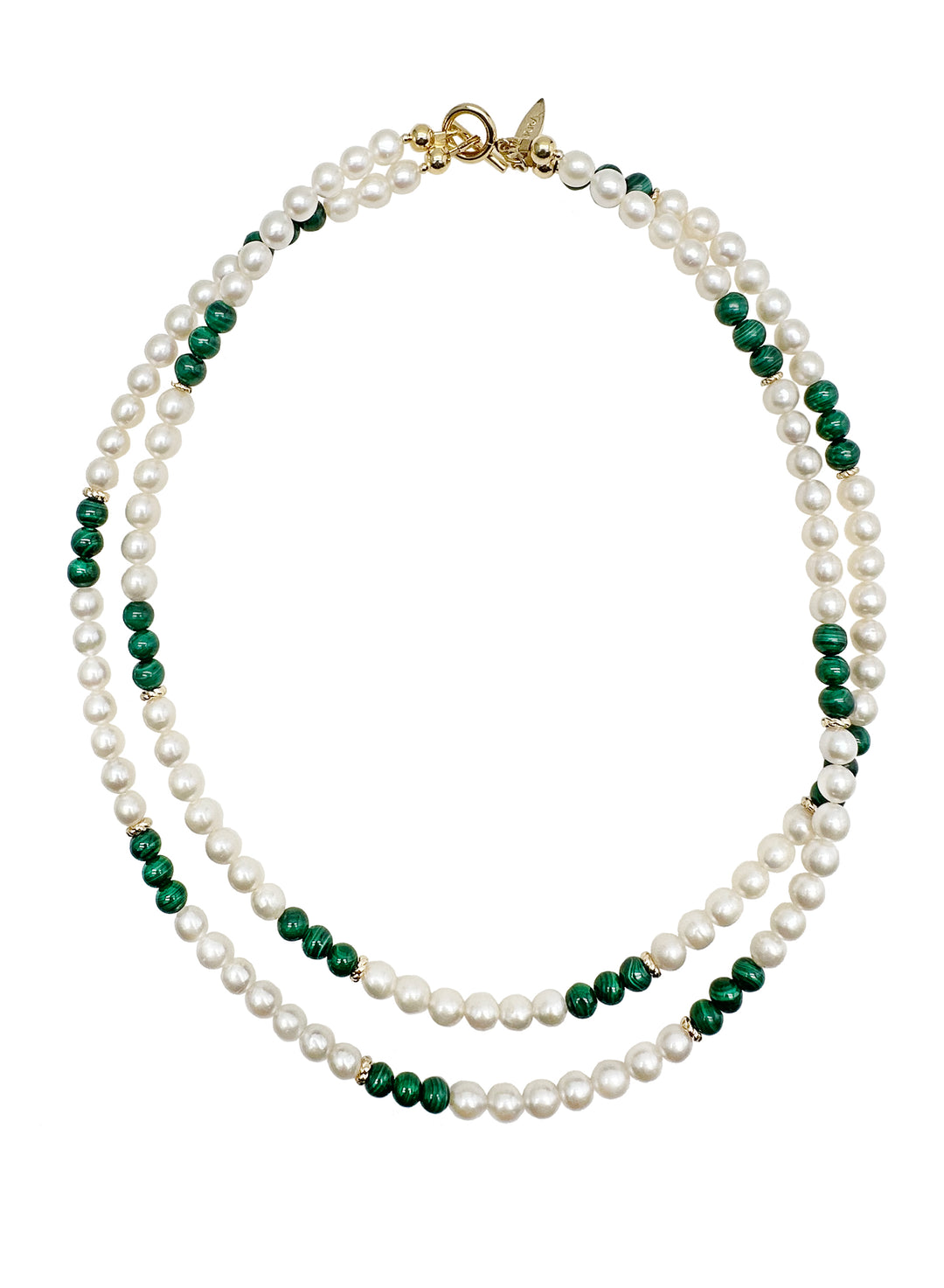 Freshwater Pearls With Malachite Color Blocking Necklace KN027 - FARRA
