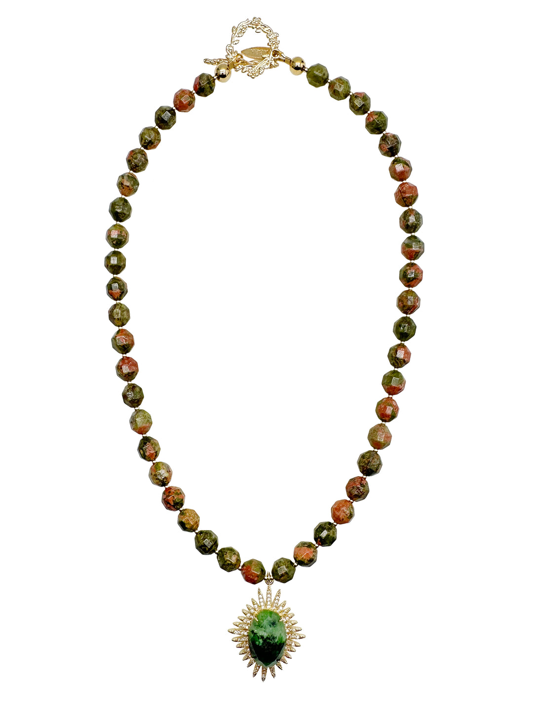 Unakite With Pendant Necklace KN030 - FARRA