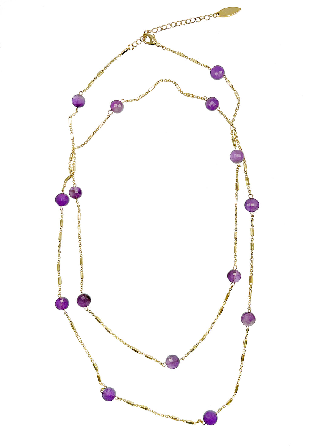 Amethyst Stones Long Chain Necklace KN041 - FARRA