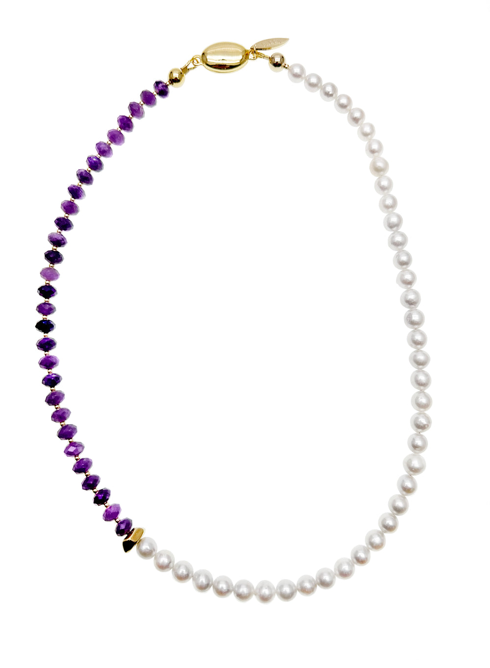 Embrace timeless style and grace with our Amethyst & Freshwater Pearls Short Necklace – a manifestation of luxury for those who appreciate the finer things in life.
