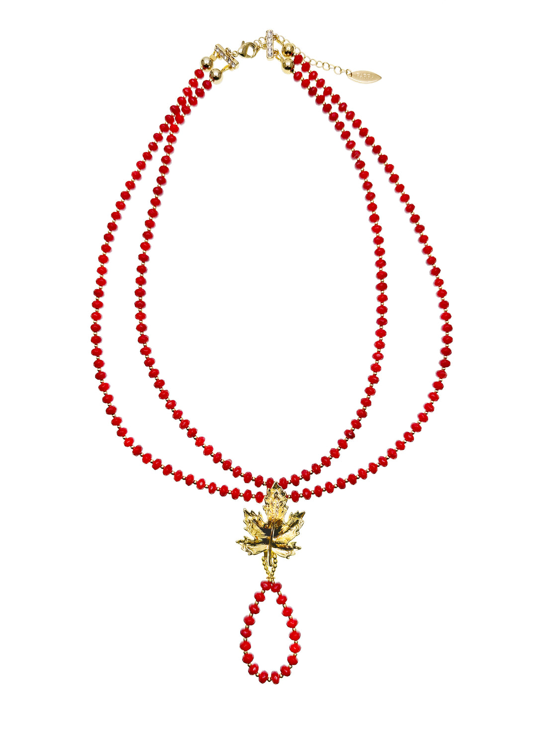 Y Shape Red Bamboo Corals Double Strands Necklace KN047 - FARRA