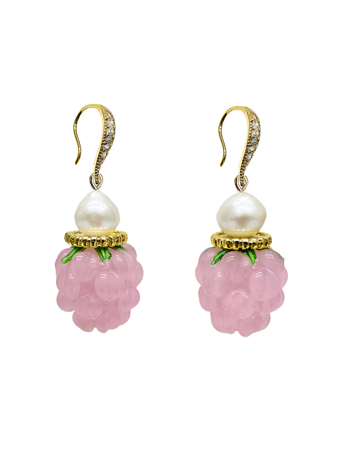 Pink Raspberry With Freshwater Pearls Earrings LE006 - FARRA