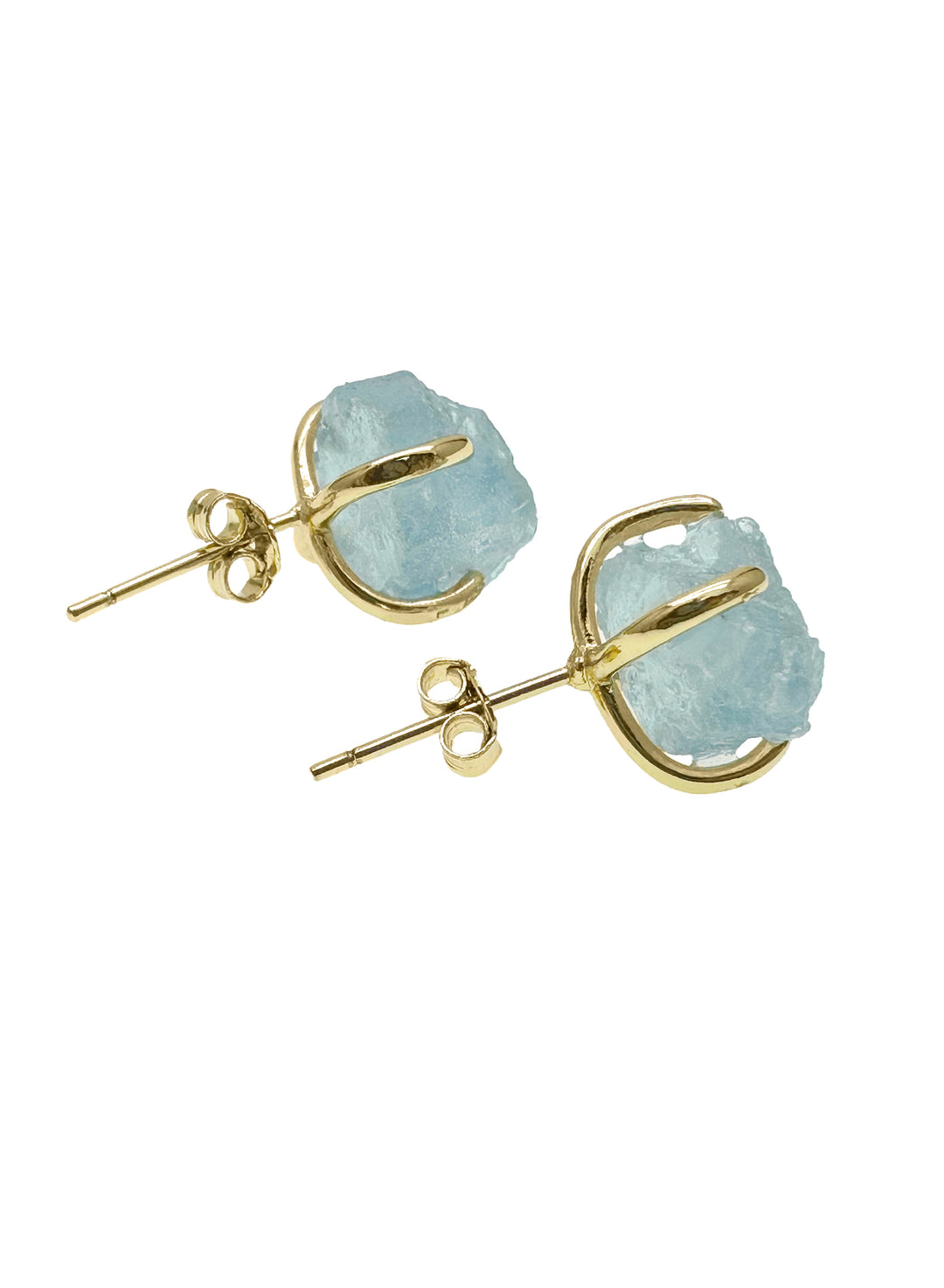 Unpolished Aquamarine Stone Stud Earrings LE018 - FARRA