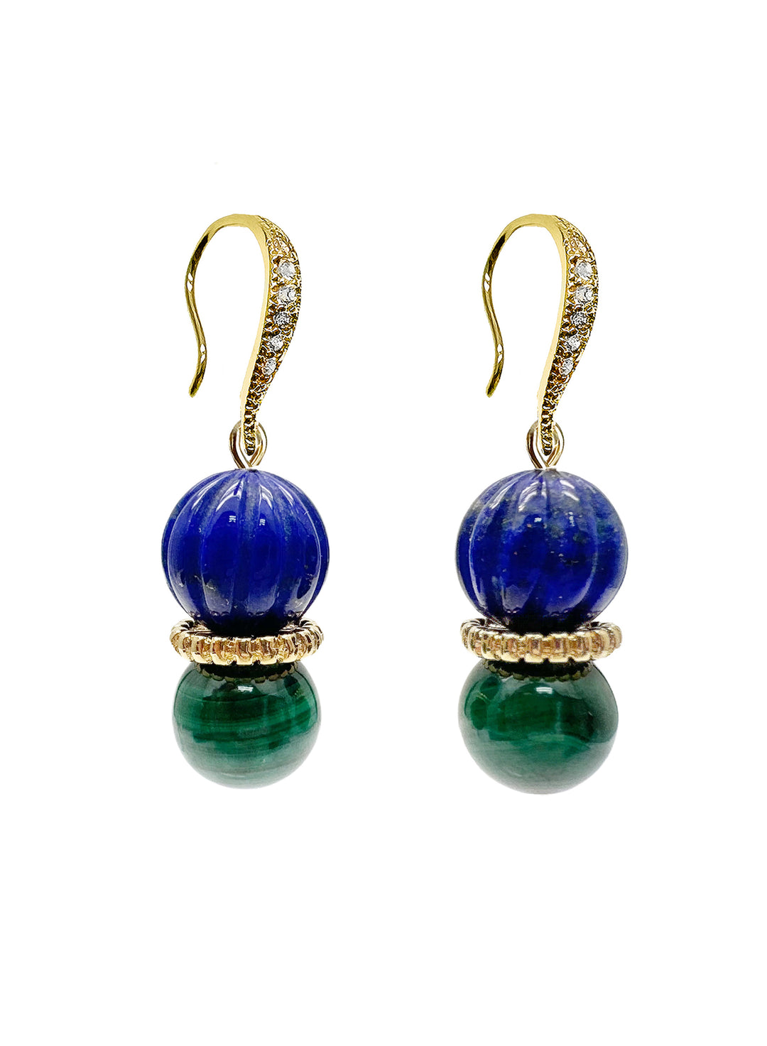 Blue Lapis with Green Malachite Color Matching Earrings LE025 - FARRA