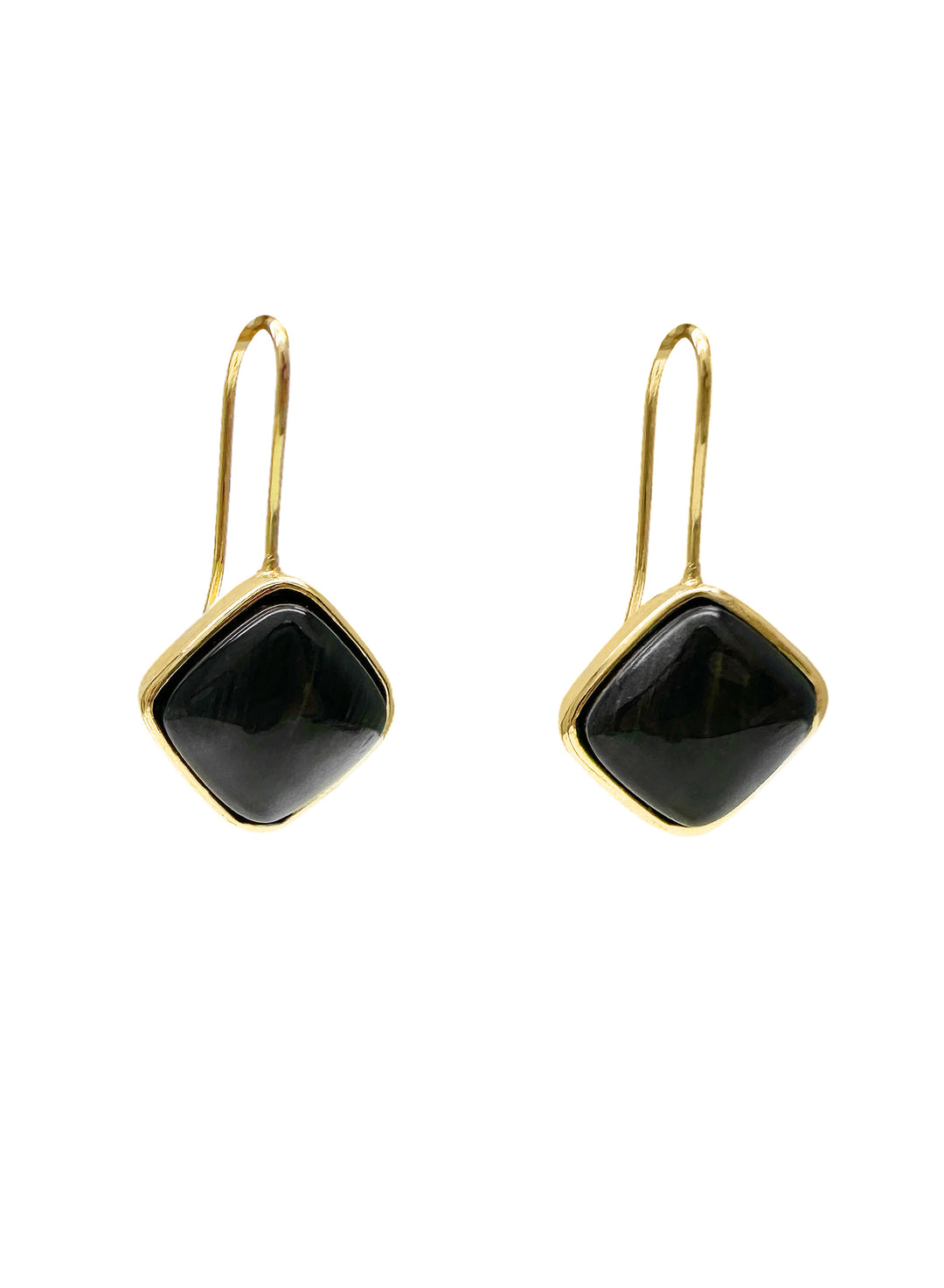 Stylish Square Black Obsidian Hook Earrings LE041 - FARRA
