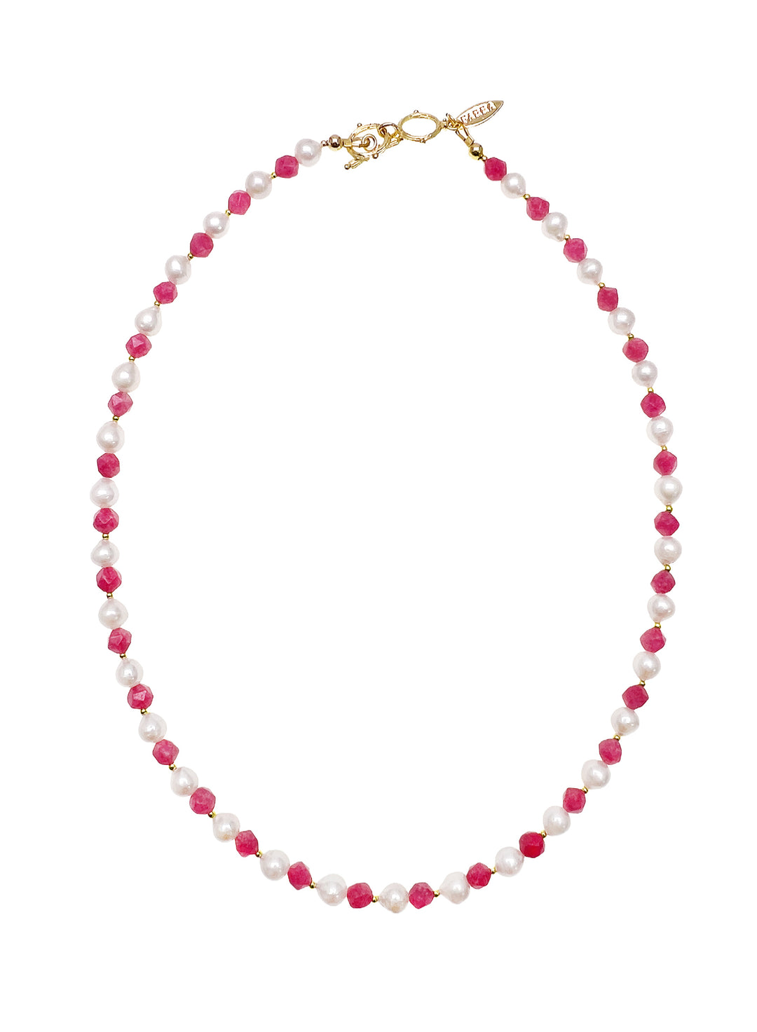 Freshwater Pearls With Pink Gemstone Necklace LN003 - FARRA