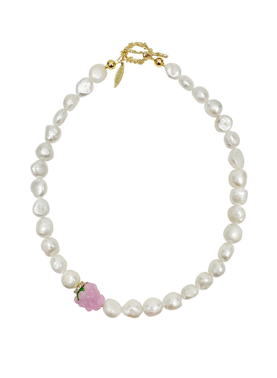 Irregular Shaped Freshwater Pearls with Pink Raspberry Necklace LN009 - FARRA