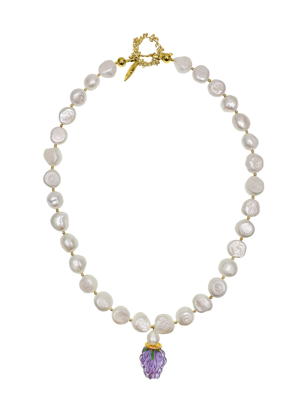 Irregular Freshwater Pearls With Purple Raspberry Pendant Necklace/Choker LN017 - FARRA