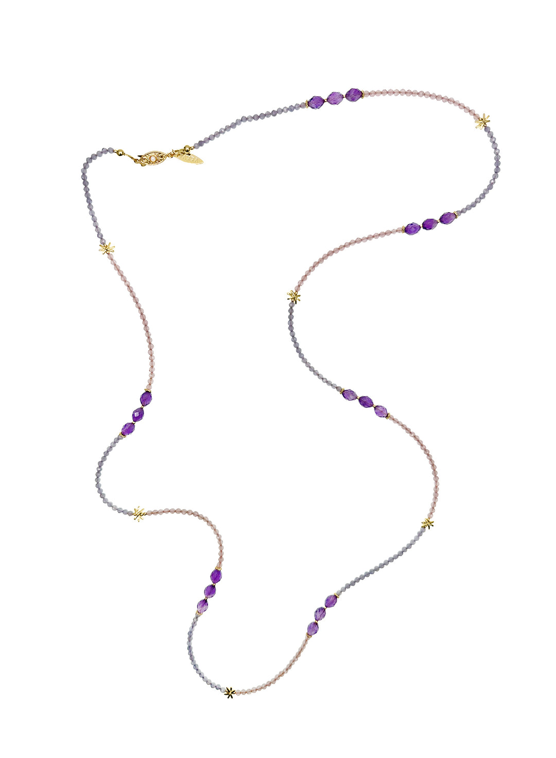Purple Gemstone Color Matching versatile Long Necklace LN019 - FARRA