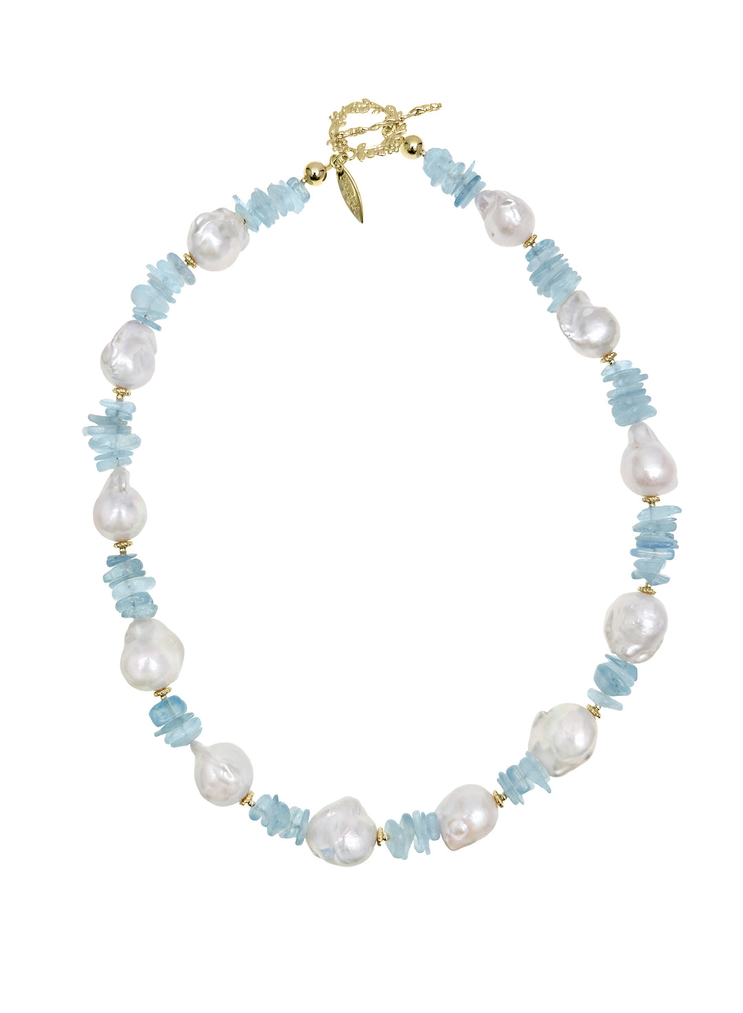 Baroque Pearls with Irregular Aquamarine Statement Necklace LN024 - FARRA