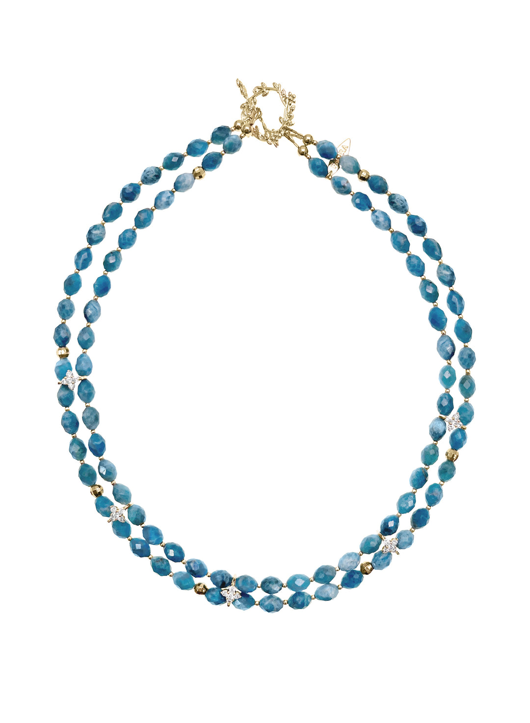 Double Layers Apatite with Zircon Stone Collar Necklace LN031 - FARRA