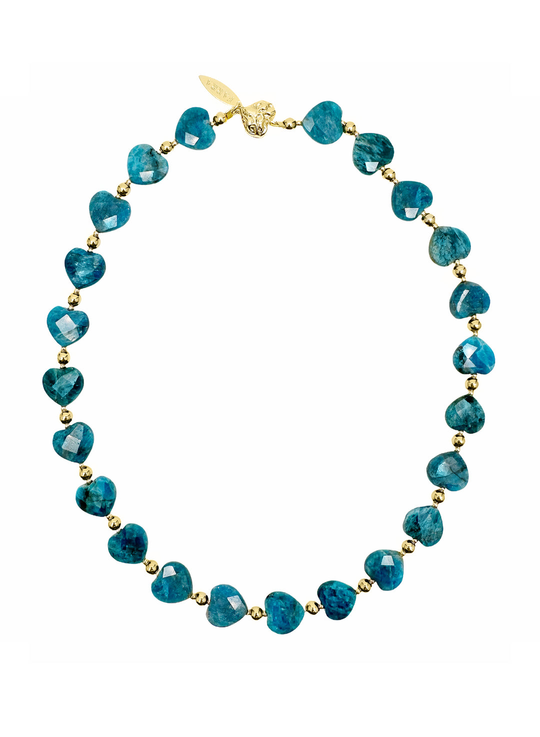 Heart-Shaped Blue Apatite Gemstone Choker Necklace LN033 - FARRA