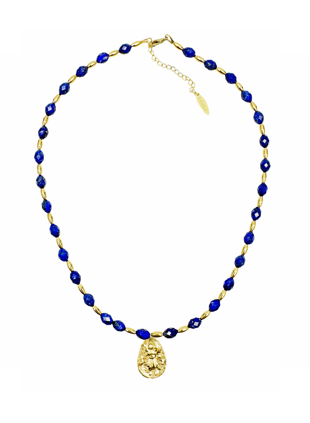 Blue Lapis with Coin Pendant Necklace LN035 - FARRA