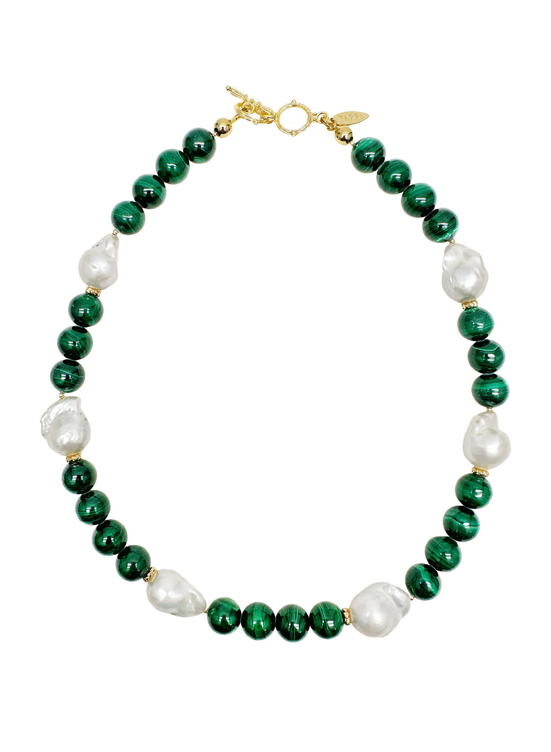 Gorgeous Baroque Pearls with Green Malachite Necklace LN045 - FARRA