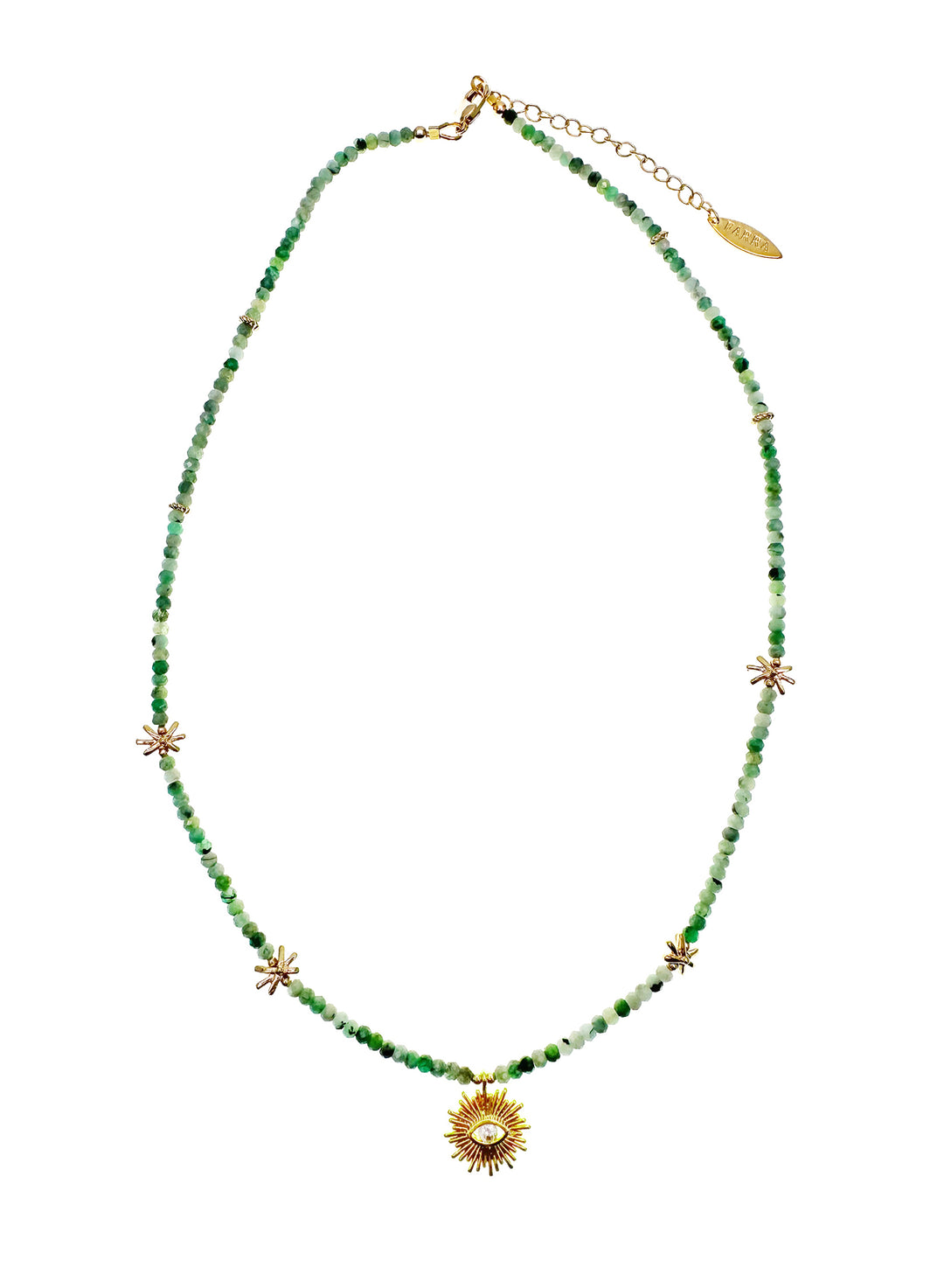 Emerald with Evil Eye Pendant Necklace LN049 - FARRA