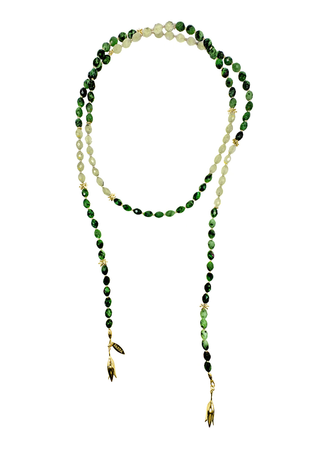 Green Gemstones Beaded Open-Ended Versatile Long Necklace LN052 - FARRA