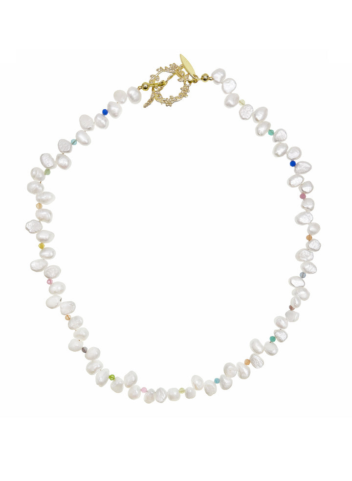 Flower Petal Shaped Freshwater Pearls Necklace LN053 - FARRA