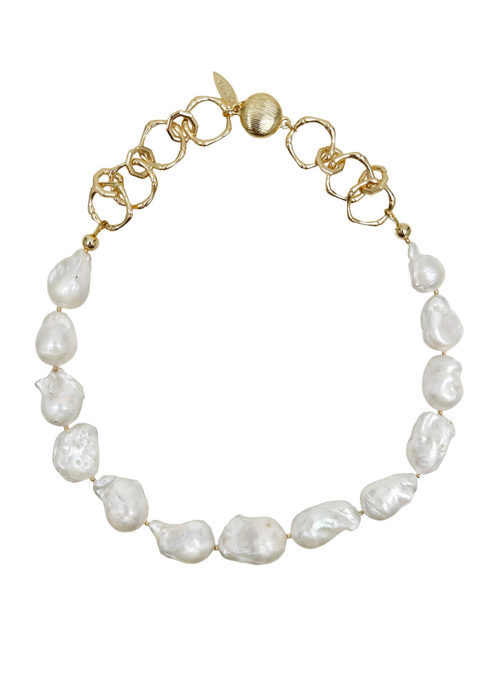 Baroque Pearls with Chain Chunky Necklace LN054 - FARRA