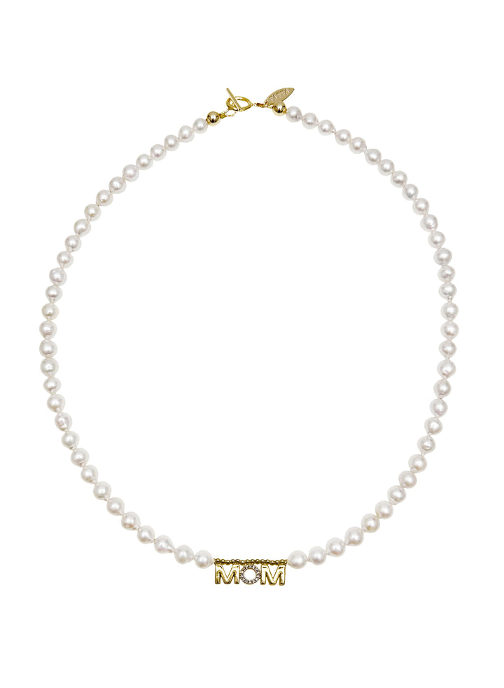 Freshwater Pearls with MOM Pendant Necklace LN060 - FARRA