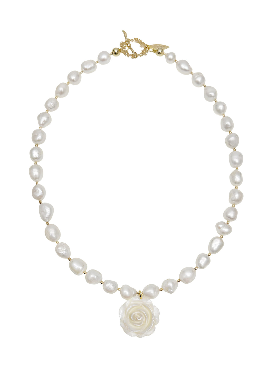 Freshwater Pearls With Rose Pendant Choker Necklace LN062 - FARRA