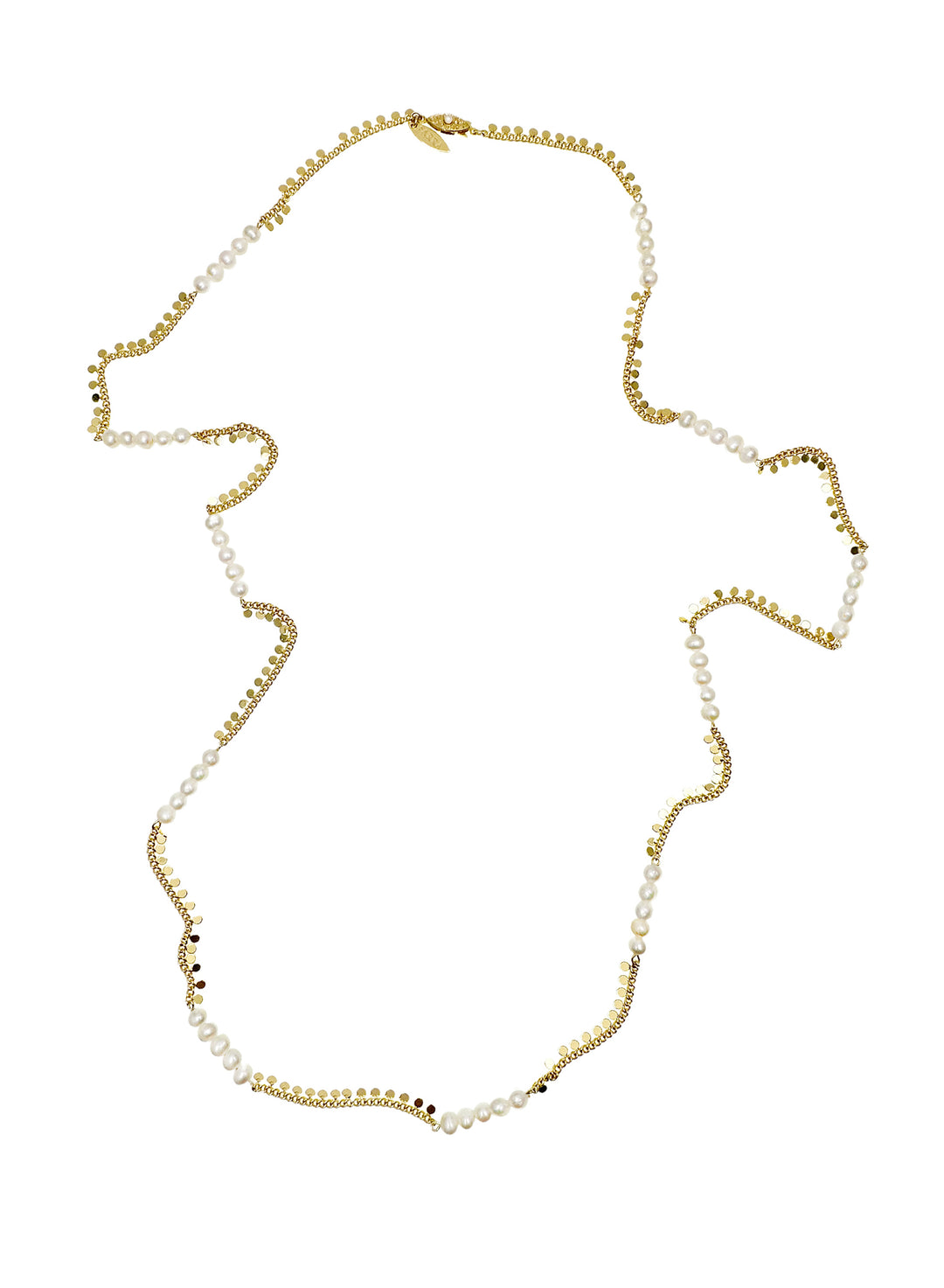 Gold Chain with Freshwater Pearls Long Necklace LN065 - FARRA