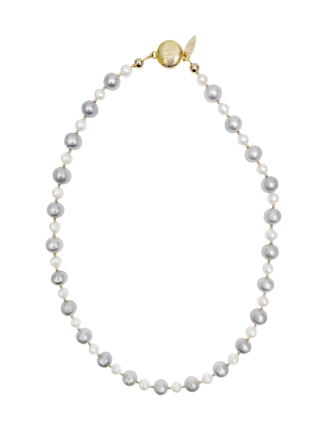 Classic Gray and White Natural Freshwater Pearls Necklace LN076 - FARRA
