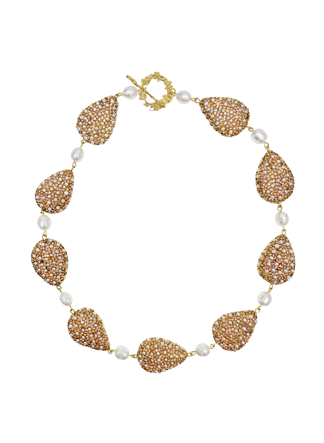 Rhinestone with Freshwater Pearls Statement Necklace LN077 - FARRA