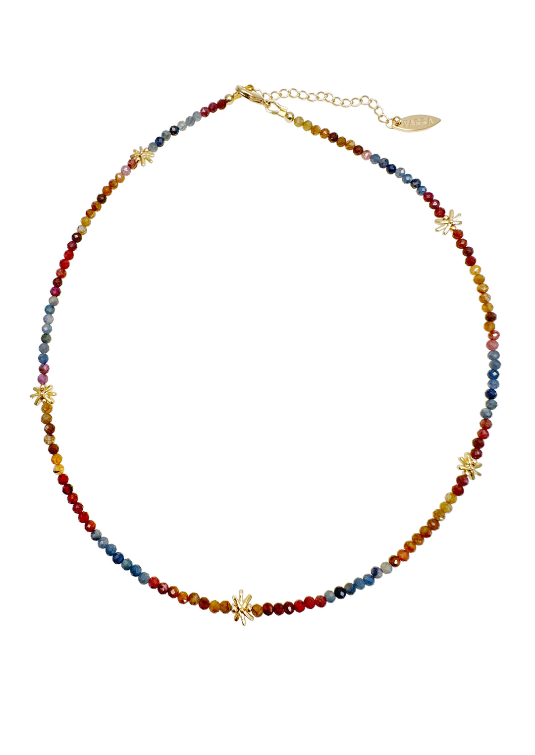 Red Ruby and Blue Sapphire Minimalist Necklace LN084