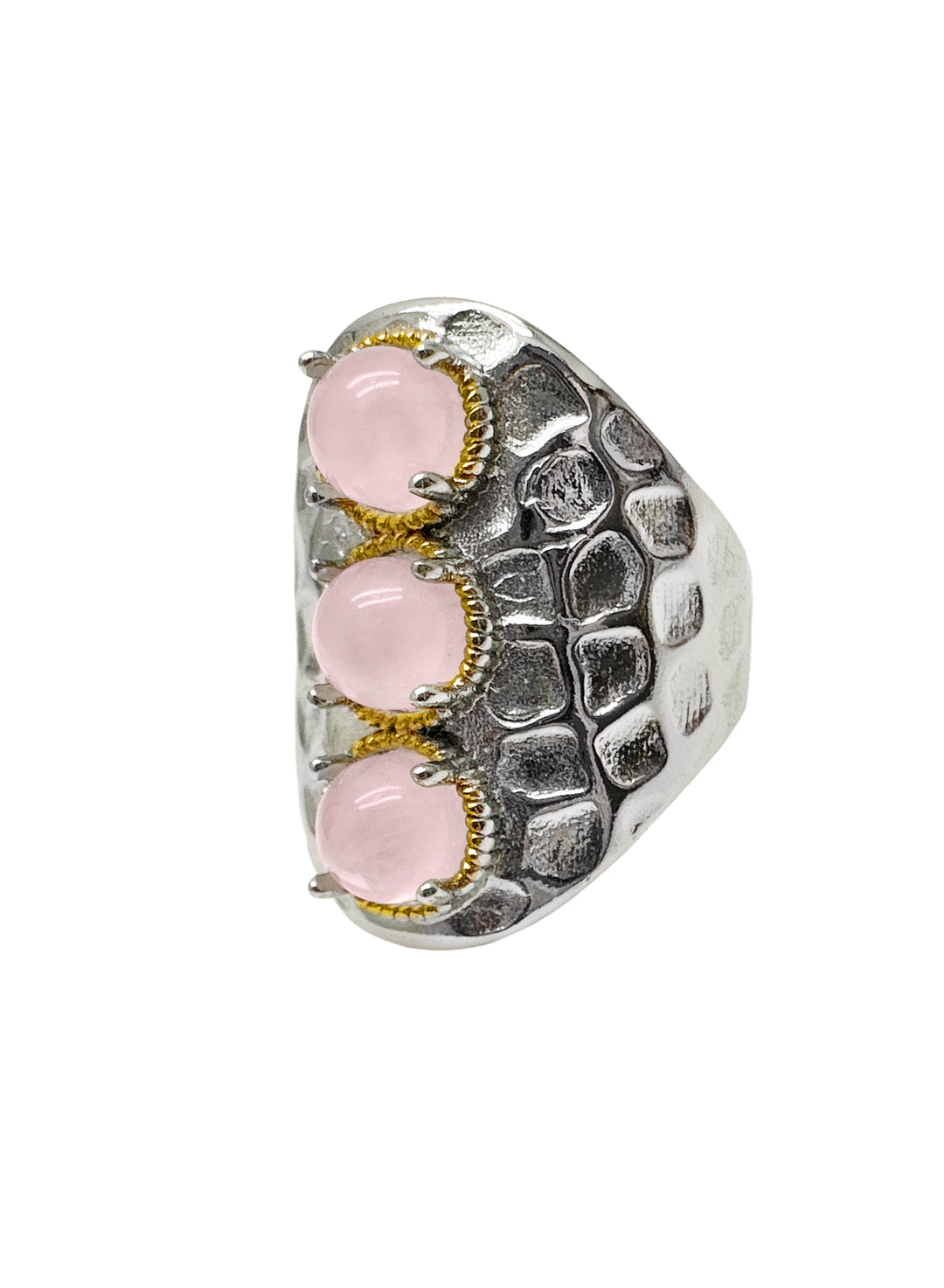Rose Quartz Stones Nugget Adjustable Ring LR001 - FARRA