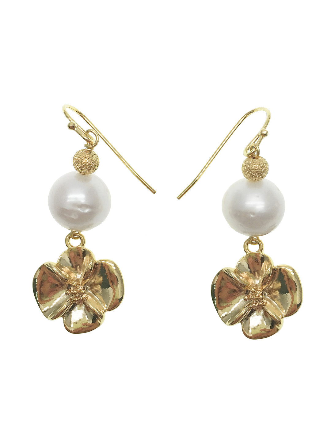 Freshwater Pearls Floral Blossom Dangle Earrings ME124B - FARRA