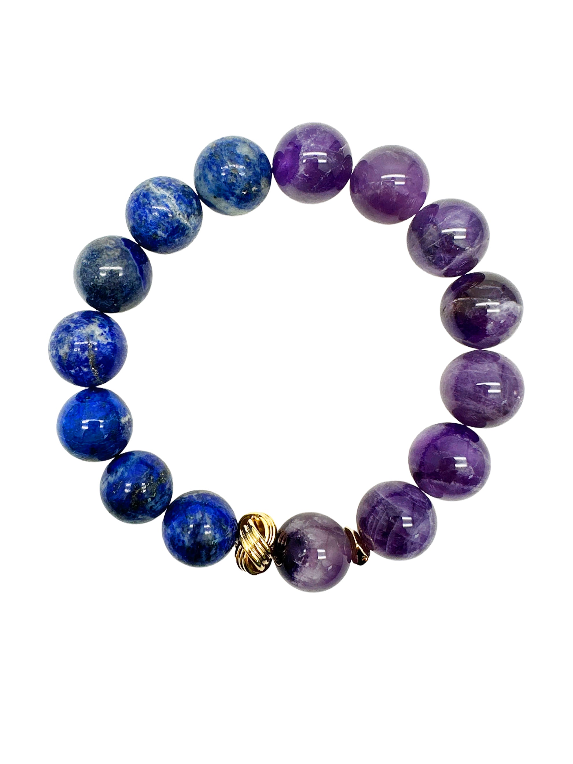 Amethyst And Blue Lapis Chunky men's Bracelet MEB24 – FARRA