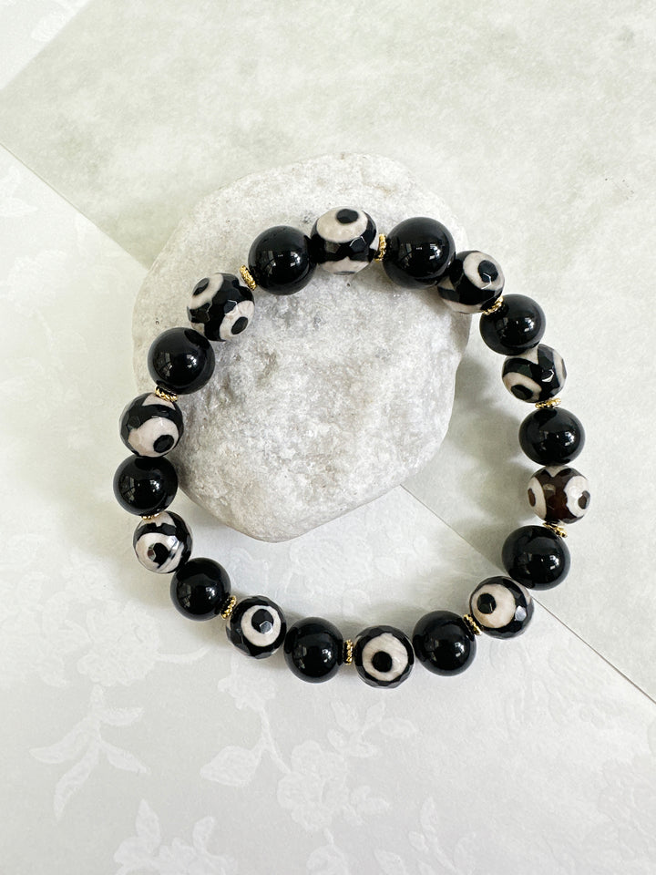 Black And White Dzi Agate Bracelet MEB04