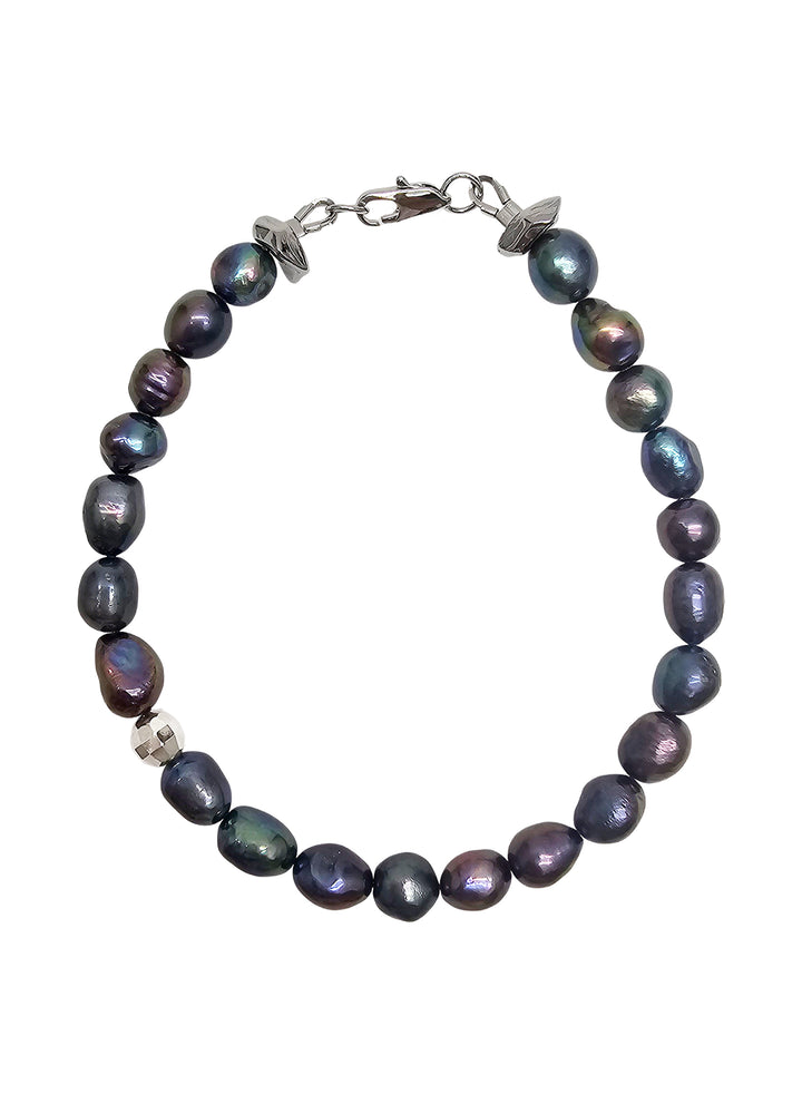 Deep Purple Freshwater Pearls Men's Bracelet MEB02
