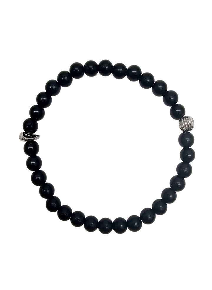 Black Obsidian Flexible Men's Bracelet MEB09