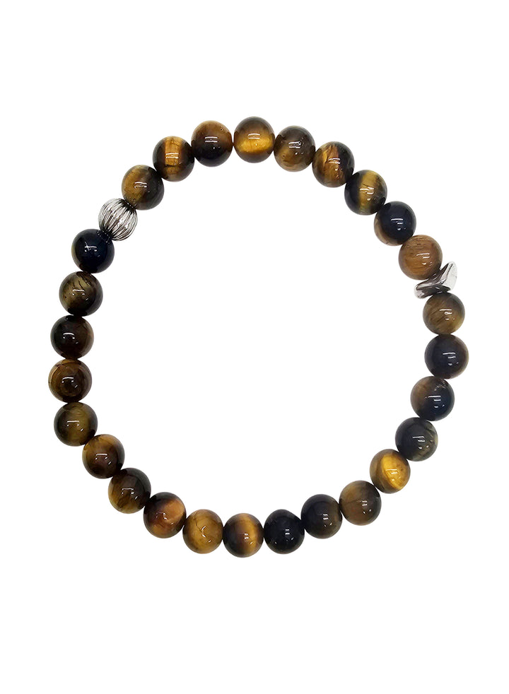 Brown Tiger-Eye Stone Flexible Men's Bracelet MEB12