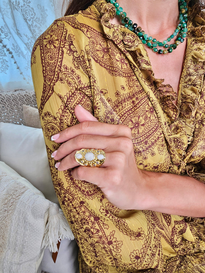 White Moonstone Statement Ring QR004