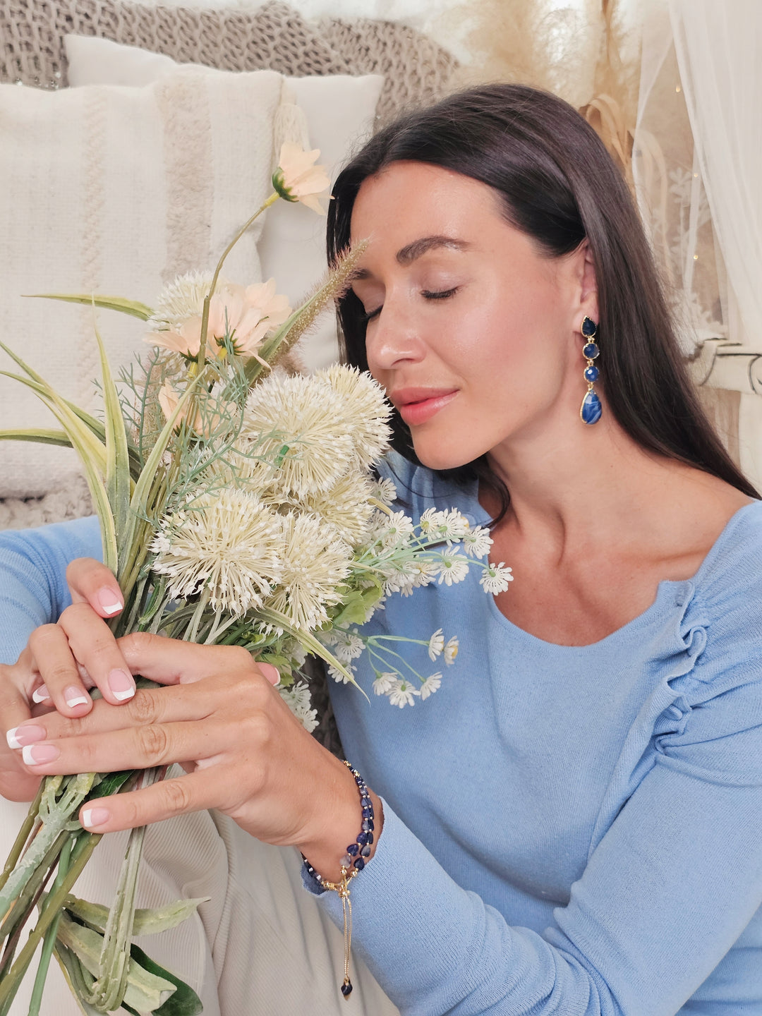 Double Layer Heart Sodalite Adjustable Slider Bracelet RB017