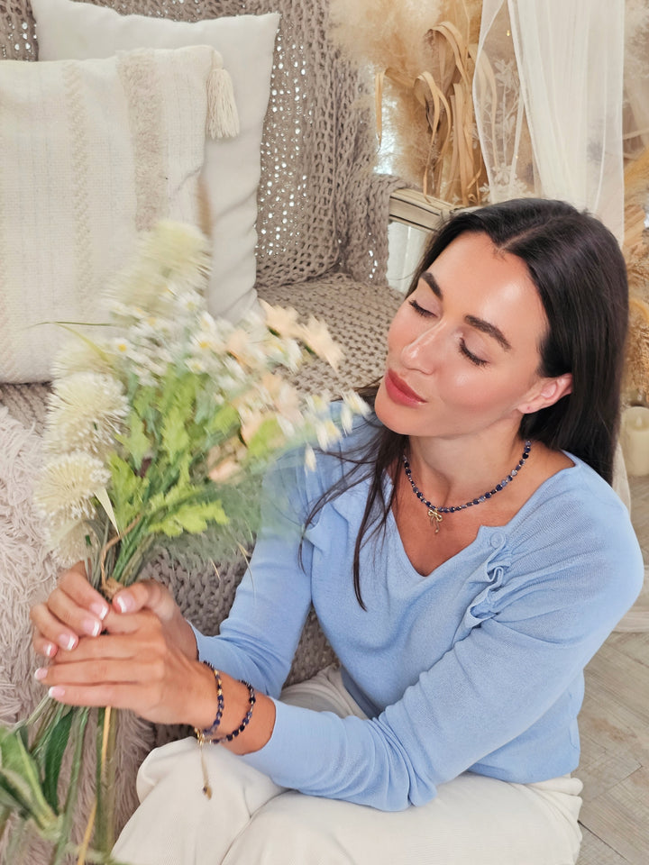 Double Layer Heart Sodalite Adjustable Slider Bracelet RB017