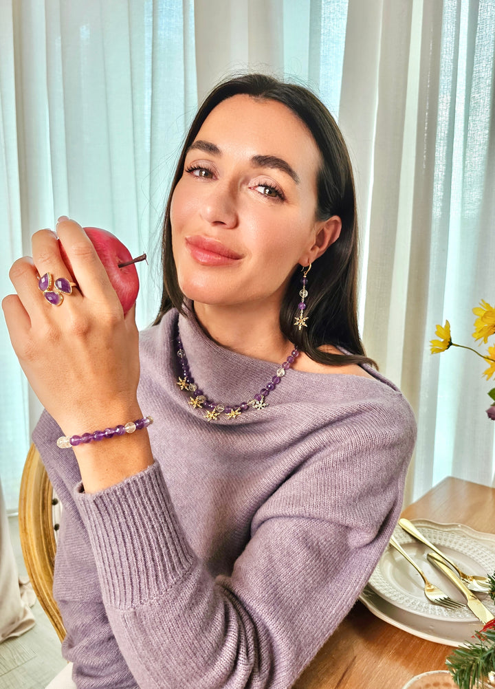 Amethyst Setting Adjustable Ring QP004