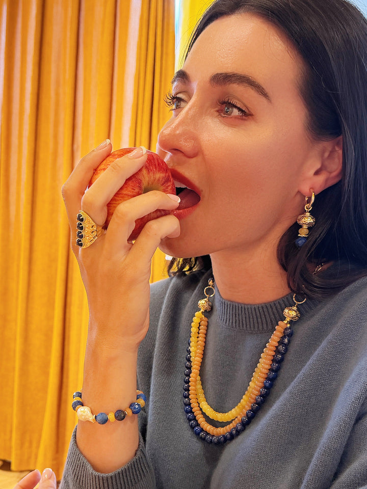 Vintage Style Lapis Stone Chunky Ring Adjustable SR006
