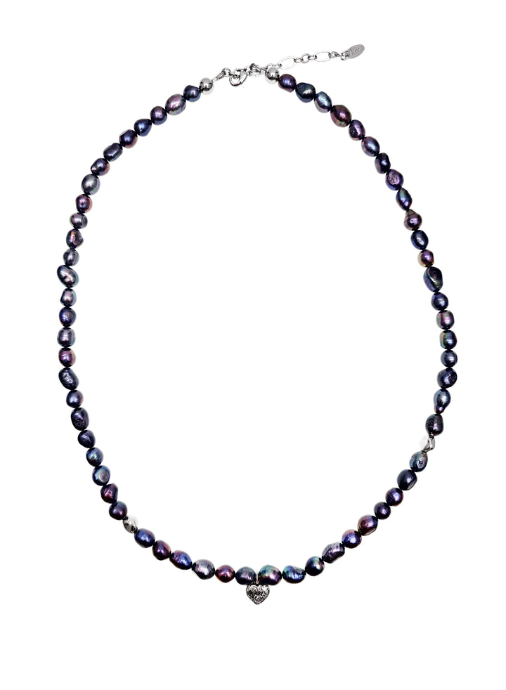 Irregular Purple Freshwater Pearls Mens Necklace MEN03