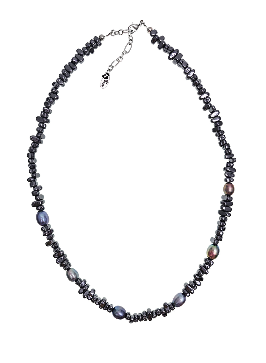 Black Hematite With Purple Freshwater Pearls Mens Necklace MEN04