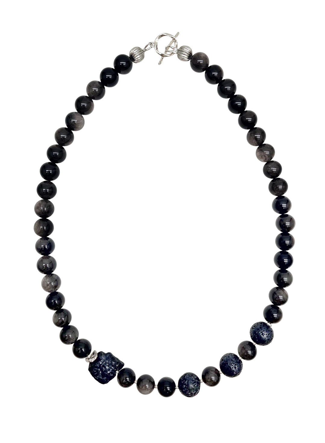 Obsidian With Black Lava Stone Men's Necklace MEN15