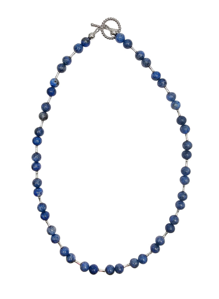 Blue Apatite With Sterling Silver Men's Necklace MEN27