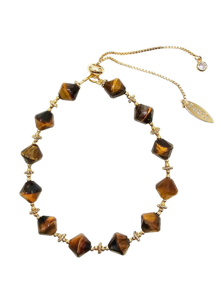 Brown Tiger Eye Stone Adjustable Bracelet NB009