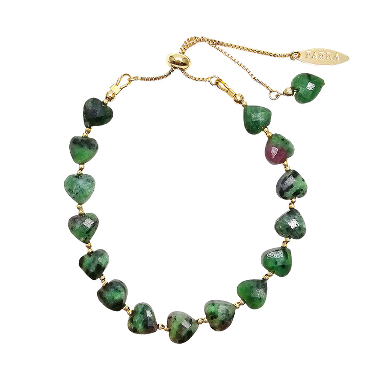 Heart Shaped Zoisite Gemstone Adjustable Bracelet NB014