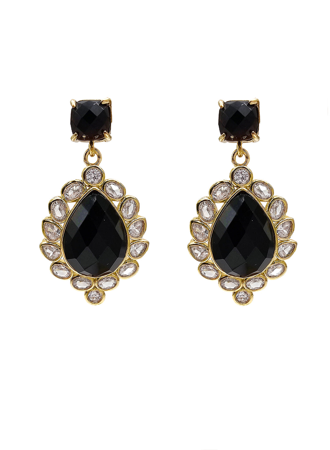 Black Agate Settings Statement Earrings NE003