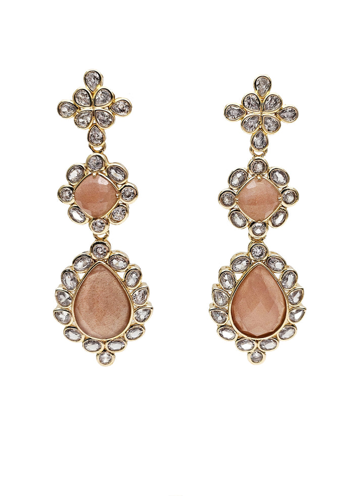 Orange Sunstone Setting Statement Earrings NE012